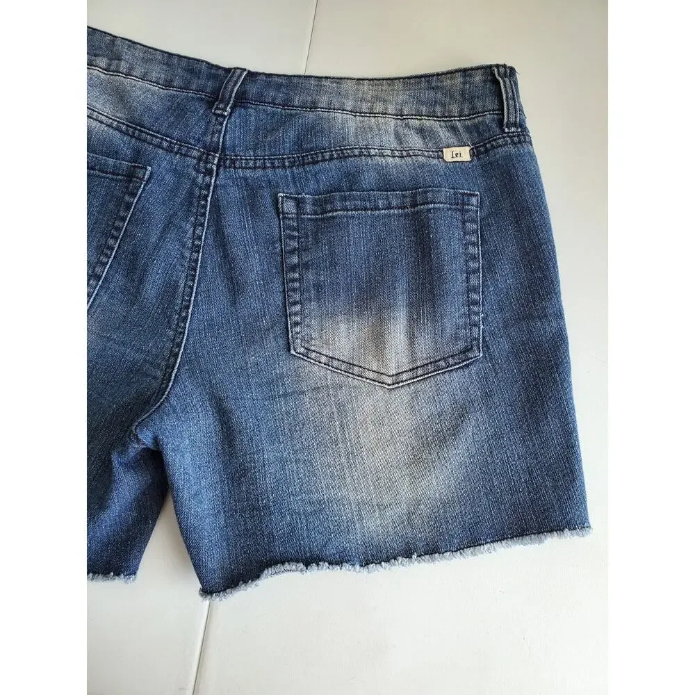 Juniors LEI Cutoff Blue Jean Denim Shorts XL 17 Vintage Retro Y2K Stars Grunge